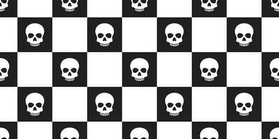 skull checked seamless pattern vector Halloween pirate bone tile background scarf isolated repeat wallpaper