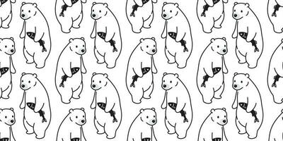 bear seamless pattern polar bear vector fish salmon scarf isolated repeat wallpaper tile background