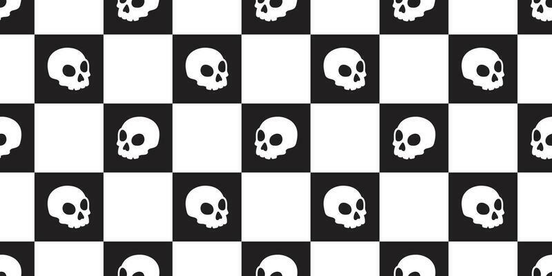 skull checked seamless pattern vector Halloween pirate bone scarf isolated tile background repeat wallpaper