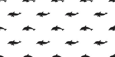 dolphin seamless pattern vector fish illustration whale shark fin scarf isolated tile background repeat wallpaper black