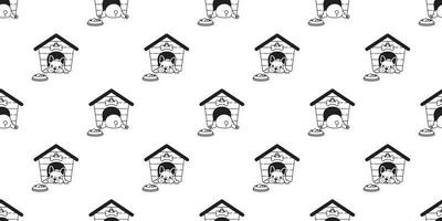 dog seamless pattern vector french bulldog house bowl food bone scarf isolated repeat wallpaper tile background illustration