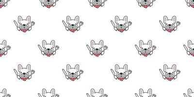 dog seamless pattern vector french bulldog chef food kitchen polka dot scarf cartoon character illustration repeat wallpaper tile background