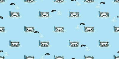 Bear seamless pattern vector polar bear diving swimming pool scarf isolated cartoon illustration tile background repeat wallpaper doodle