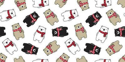 Bear seamless pattern vector polar bear Christmas tree scarf Santa Claus Xmas cartoon isolated illustration tile background repeat wallpaper