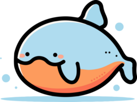 Hand Drawn cute whale in doodle style png