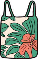 Hand Drawn cute Tote bag with flowers in doodle style png