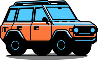 SUV car in flat line art style png