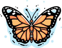 Hand Drawn butterfly in doodle style png