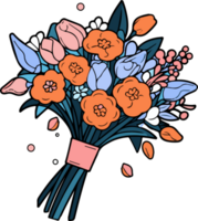 hand- getrokken bloem boeket in tekening stijl png