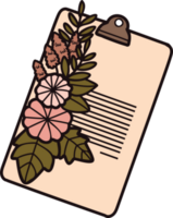 Hand Drawn cute notebook with leaves in doodle style png