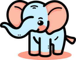 Hand Drawn cute elephant in doodle style png