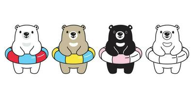 Bear vector polar bear swimming pool ring ocean sea cartoon character icon logo illustration