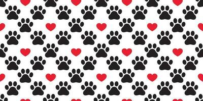 Dog Paw seamless pattern vector footprint heart valentine cat kitten puppy bear scarf isolated cartoon repeat wallpaper tile background illustration