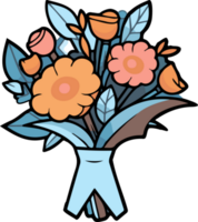 Hand Drawn flower bouquet in doodle style png