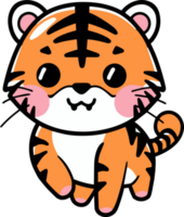 Hand Drawn cute tiger in doodle style png