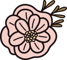 Hand Drawn flowers with twigs in doodle style png