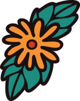 Hand Drawn flowers with twigs in doodle style png