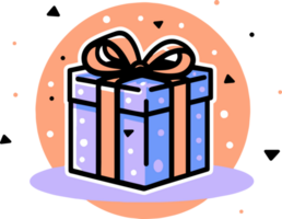 Hand Drawn gift box in doodle style png