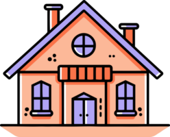 lovely house in flat line art style png