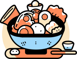 Hand Drawn Japanese food in doodle style png