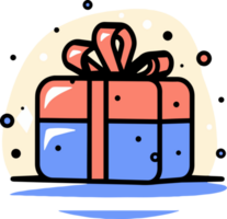 Hand Drawn gift box in doodle style png