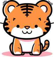 main tiré mignonne tigre dans griffonnage style png