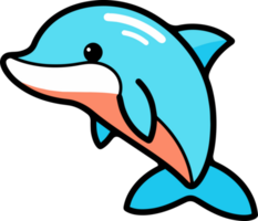 Hand Drawn cute dolphin in doodle style png