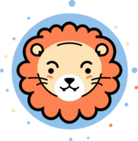 Hand Drawn cute lion in doodle style png