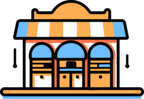 shop front in flat line art style png