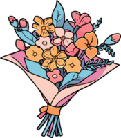 Hand Drawn flower bouquet in doodle style png