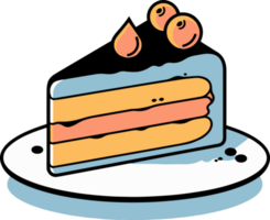 delicious cake in flat line art style png