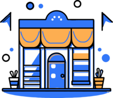 shop front in flat line art style png