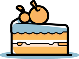 delicious cake in flat line art style png