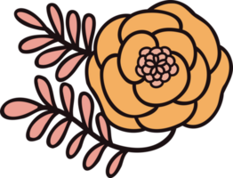 main tiré fleurs avec brindilles dans griffonnage style png