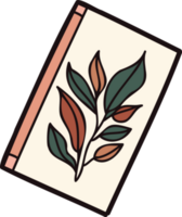 Hand Drawn cute notebook with leaves in doodle style png