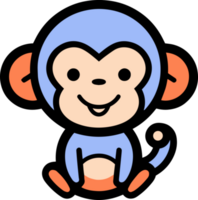 Hand Drawn cute monkey in doodle style png