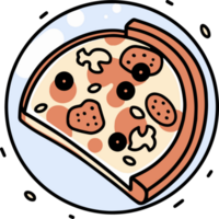 pizza in flat line art style png