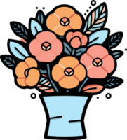 Hand Drawn flower bouquet in doodle style png