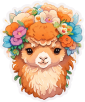 alpaca animal pegatina con ai generativo png