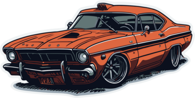 Muscle Car Cartoon Sticker with AI Generative png