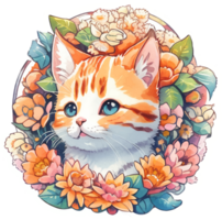 linda pequeño gato dibujos animados Arte con ai generativo png