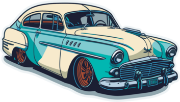 oud retro auto tekenfilm sticker met ai generatief png