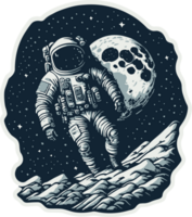 astronauta em a lua adesivo com ai generativo png