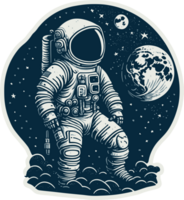 Astronaut on Space Sticker with png