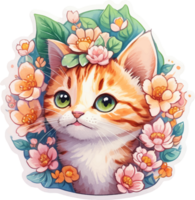 Adorable Cat Head Sticker with png