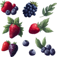 Aquarell Beeren transparent Hintergrund, isoliert ai generativ png