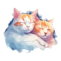 acquerello illustrazione di carino un' gatto addormentato su acquerello sfondo, ai generativo png