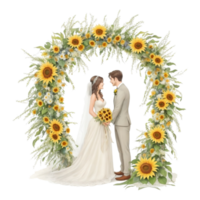 Wedding couple in a romantic arch with flowers Al Generative png