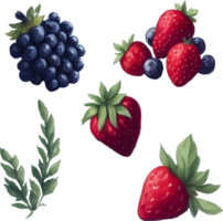 Aquarell Beeren transparent Hintergrund, isoliert ai generativ png