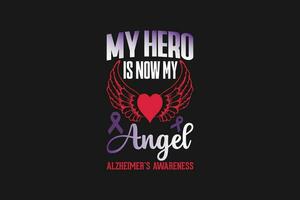 my hero is now my angel alzheimer's awareness vector